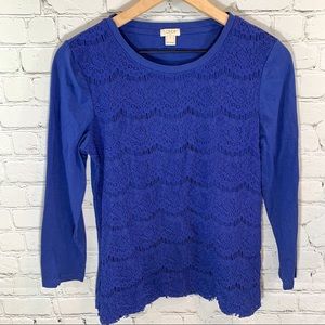 Small J.Crew Navy Blue Lace Tee